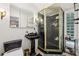Modern bathroom includes a stand-up shower with glass enclosure and a sleek black sink at 405 Forest Valley Road, Sandy Springs, GA 30342