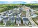 Aerial view showcasing the layout of the new neighborhood and the surrounding green landscape at 1294 Six Sisters St, Dacula, GA 30019