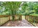 Wooden deck surrounded by mature trees at 135 Pheasant Se Dr, Marietta, GA 30067