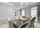 Formal dining room with elegant chandelier, wainscoting, and seating for six at 1870 Milfield Cir, Snellville, GA 30078