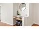 Cozy office nook with built in desk, overhead light, and leather stool at 855 Peachtree Ne St # 2913, Atlanta, GA 30308