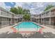 Inviting community pool surrounded by brick townhomes, offering a perfect spot for relaxation and enjoyment at 869 Briarcliff Ne Rd # B20, Atlanta, GA 30306