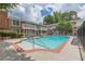 Sparkling community pool offers a refreshing escape, with chairs and manicured red brick buildings at 869 Briarcliff Ne Rd # B20, Atlanta, GA 30306