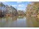 Scenic view of a tranquil pond surrounded by lush trees offering a serene natural setting at 10845 Shallowford Rd, Roswell, GA 30075