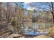 Picturesque waterfront with a wooden dock, perfect for enjoying peaceful moments by the serene pond at 10845 Shallowford Rd, Roswell, GA 30075