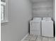 Clean laundry room with a window provides natural light, with storage shelving above the appliances at 10035 Anaheim Dr, Alpharetta, GA 30022