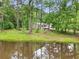 Waterfront property featuring a serene pond reflecting the home nestled among lush, mature trees at 4060 Highway 81, Hampton, GA 30228