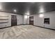 Cozy living room with a dark ceiling, carpet floor and a wet bar at 10300 Carleigh Ln, Roswell, GA 30076