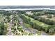 Aerial view of the neighborhood highlighting homes, golf course, and lake in the background at 6861 Louis Dr, Locust Grove, GA 30248