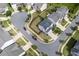 Aerial view of a house with a spacious fenced backyard in a residential neighborhood at 522 Evans Ln, Woodstock, GA 30188