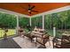 Covered outdoor patio complete with ceiling fan, seating, and dining area at 863 N Bay Overlook, Villa Rica, GA 30180