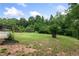 A lush green backyard featuring mature trees, grass, and landscaping at 1645 Oakfield Ln, Roswell, GA 30075