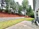 Spacious backyard with newly installed sod, retaining wall, and access to the home through the back patio at 608 Chickory Ct, Woodstock, GA 30188