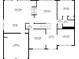 First floor floorplan with dimensions showing living spaces, kitchen, and garage at 608 Chickory Ct, Woodstock, GA 30188