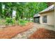 Home featuring a stone path with mulch and native plants in a secluded backyard at 120 Bent Creek Dr, Woodstock, GA 30189