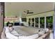 Covered patio with comfortable seating, outdoor kitchen, and retractable glass doors at 148 Sierra Cir, Woodstock, GA 30188