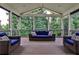 Inviting screened porch with comfortable seating and a beautiful view of the surrounding trees at 148 Sierra Cir, Woodstock, GA 30188