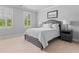 Bright bedroom featuring a gray bed frame, neutral walls, and two windows with natural light at 325 Edwards Brook Ln, Canton, GA 30115