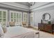 Inviting bedroom with tray ceilings, large windows, and a cozy seating area at 325 Edwards Brook Ln, Canton, GA 30115