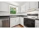 The kitchen has white cabinets, stainless steel dishwasher and black countertop at 3030 Winchester Dr, Cumming, GA 30041