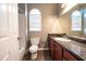 Bathroom with a shower/tub, a toilet, and vanity with drawers at 122 Summer Pl, Norcross, GA 30071