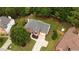 Beautiful home with a large yard, mature trees, and inviting curb appeal from an aerial view at 285 Finsbury Park Ct, Suwanee, GA 30024