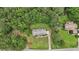 Overhead view of home with large yard, mature trees and lush greenery at 105 Laney Ct, Mcdonough, GA 30252