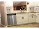 This kitchen showcases a stainless steel dishwasher, sleek countertops and white cabinetry offering convenience and style at 5574 Mccrossin Cir, Lithonia, GA 30038