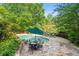 Enjoy the outdoors by the pool with a stone patio, wood deck and lush landscaping at 4820 Coppedge Trl, Peachtree Corners, GA 30096
