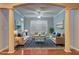 Bright living room with stylish furniture, hardwood floors, and a ceiling fan at 1203 Stratford Commons Commons, Decatur, GA 30030