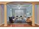 Elegant living room with neutral sofas, a patterned rug, and bright, airy lighting at 1203 Stratford Commons Commons, Decatur, GA 30030