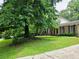 Well-maintained front yard with large tree that provides plenty of shade at 2553 Country Club Dr, Conyers, GA 30013