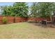 Fully fenced backyard features manicured lawn, landscape beds, and outdoor seating at 2921 Terra View Sw Dr, Lilburn, GA 30047