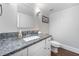 Half-bathroom with granite countertop, decorative wall paneling, and updated fixtures at 3252 Custer Lake Drive Northwest Nw Dr, Marietta, GA 30064