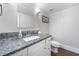 Bathroom vanity with grey granite countertops, white cabinets, and modern fixtures at 3252 Custer Lake Drive Northwest Nw Dr, Marietta, GA 30064