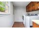 Functional laundry room with washer, dryer, and built-in cabinets for organized storage at 3252 Custer Lake Drive Northwest Nw Dr, Marietta, GA 30064