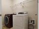 Laundry room with a red and white washer and dryer unit at 315 Lakeside Ln, Woodstock, GA 30188
