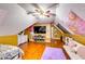 Bright bedroom with vaulted ceiling and colorful decor at 2200 E Lake E Rd, Mcdonough, GA 30252