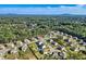 Expansive aerial view of a lovely neighborhood with lush trees and a serene lake offering picturesque scenery at 6168 Sweet Birch Ct, Acworth, GA 30101