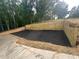 Newly landscaped backyard with a retaining wall and fresh mulch at 1119 Plantation Se Dr, Conyers, GA 30094