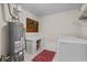 Laundry room with modern appliances and ample counter space next to water heater at 920 Highfield Ct, Lawrenceville, GA 30043