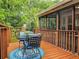 Outdoor patio set on a wood deck provides a cozy and private area to relax and entertain guests at 147 Olympic Pl, Decatur, GA 30030