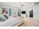 Main bedroom with trey ceiling, carpet, closet, and natural light at 109 Camden Park Dr, Woodstock, GA 30188