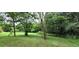 View of a large grassy backyard, bordered by tall, leafy trees, ideal for outdoor enjoyment at 119 E Johnson St, Temple, GA 30179