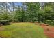 Lush green backyard with well-maintained lawn, surrounded by mature trees and landscaping for privacy at 119 Kennemer Ct, Johns Creek, GA 30097