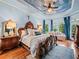 Luxurious main bedroom featuring hardwood floors, detailed ceiling art, and custom furnishings at 7060 Summit Ridge Chase, Cumming, GA 30041