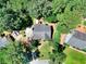 Aerial view of the home highlighting the roof, driveway, and surrounding trees at 1875 Skidmore Cir, Lawrenceville, GA 30044