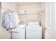 Convenient laundry room with washer, dryer, and shelving at 1875 Skidmore Cir, Lawrenceville, GA 30044