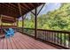 Inviting balcony with wooded views, and comfortable blue Adirondack chairs at 4104 Townsend Ln, Dunwoody, GA 30346