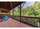 Relaxing back patio with wood flooring and natural view of the surrounding trees at 4104 Townsend Ln, Dunwoody, GA 30346